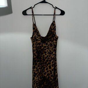 Leopard Print Slip Dress in Brown - Never Worn